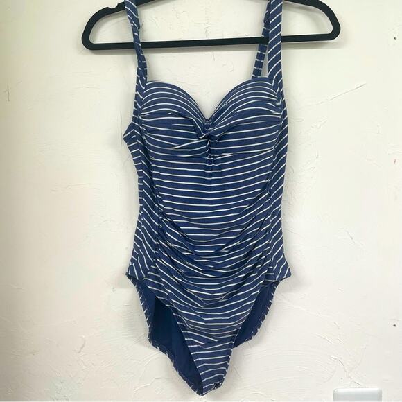 Niptuck Swim Womens Pinup Style One Piece Swimsuit 10 Striped Sweetheart Neck - Picture 1 of 8